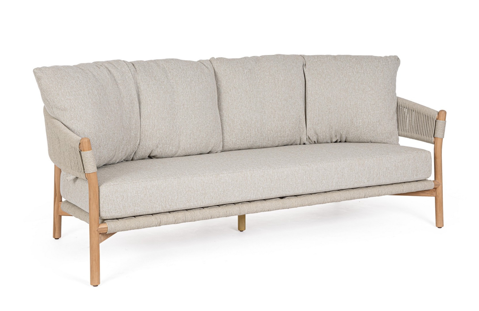 Sofa ogrodowa 3-os GARITA beżowa 196x 87 z drewna teak Bizzotto