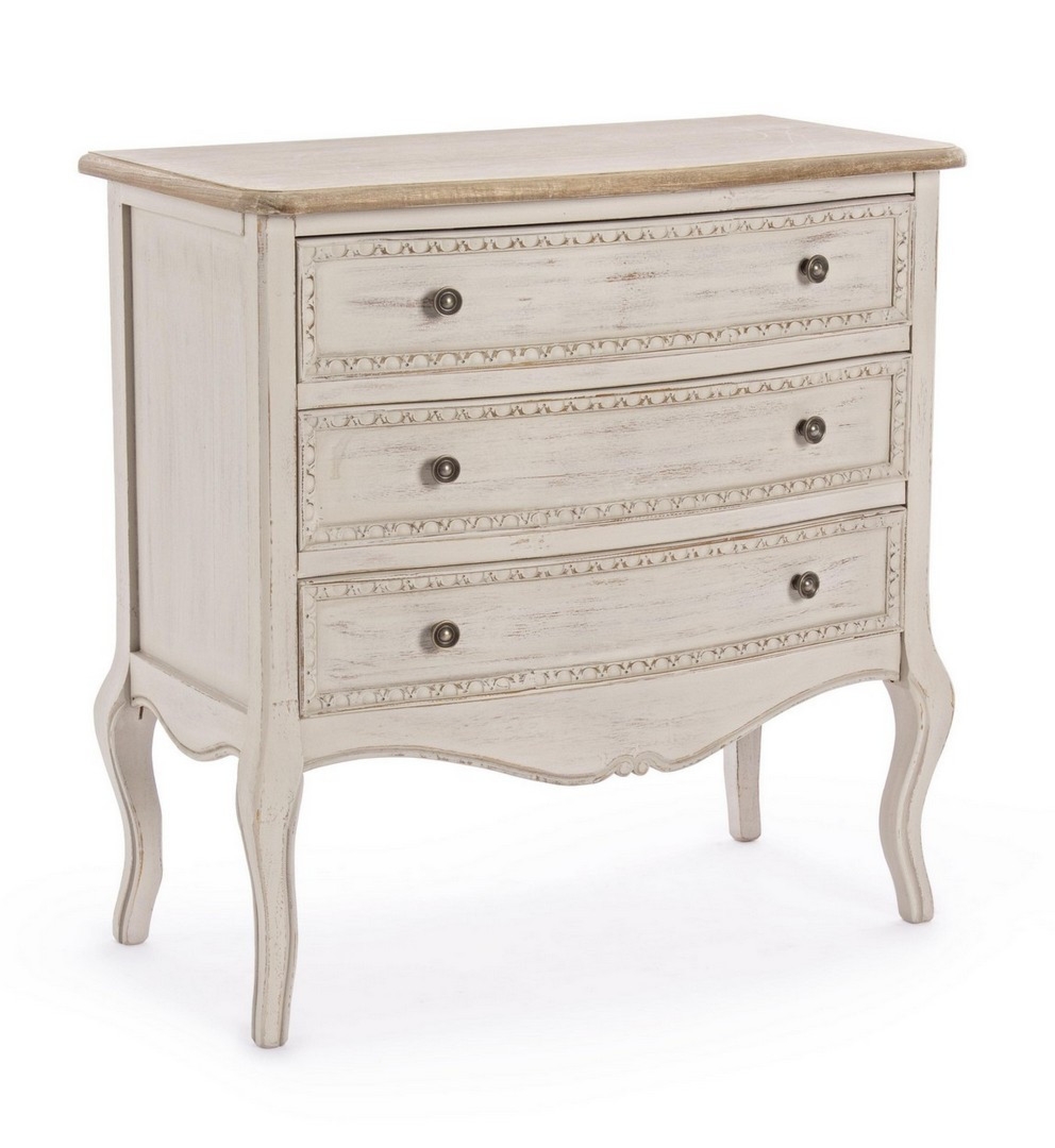 Komoda Clarisse biała 80x40x80cm paulownia MDF Bizzotto