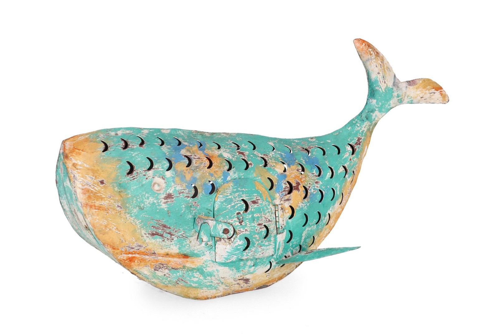 Dekoracja wieloryb NIXIE zielony 49x25x25,5h metalowa Bizzotto