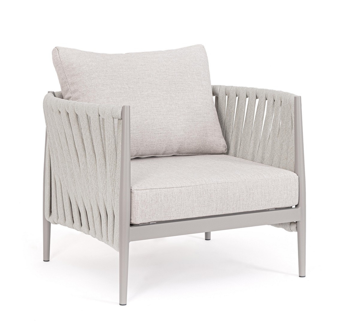 Fotel ogrodowy JACINTA beżowe 97x83 aluminiowe z liną tetoronową Bizzotto