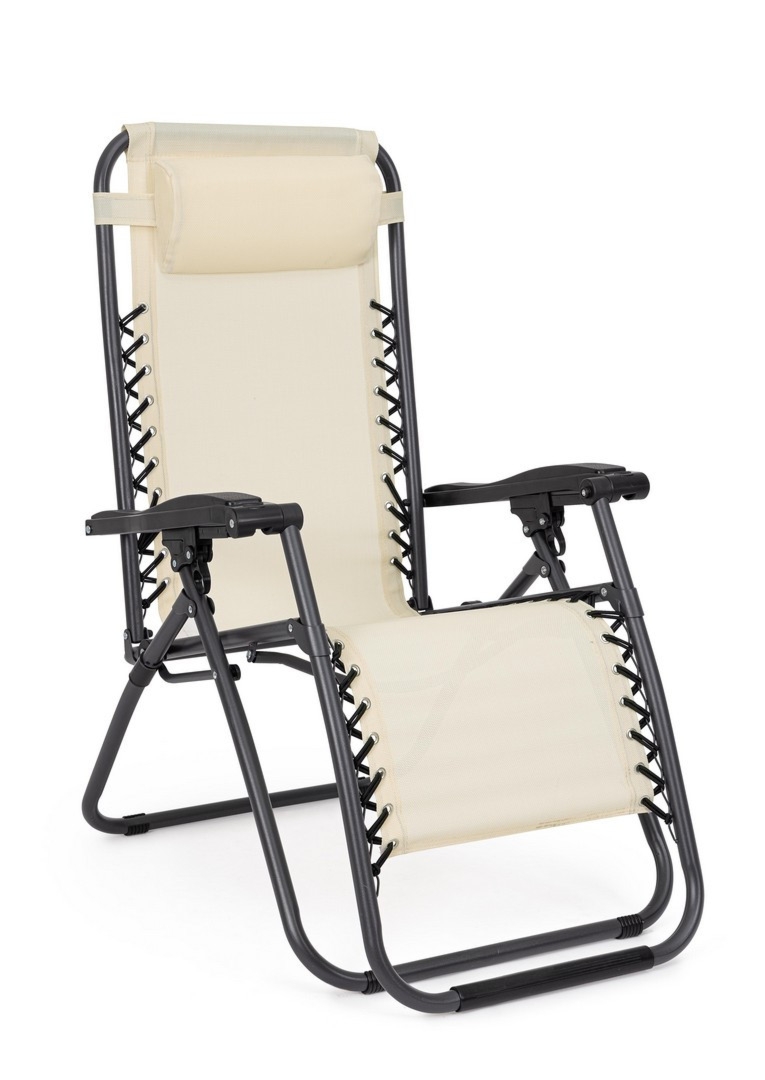 Leżak kempingowy składany SANTANA kremowy 177x65 stalowy Bizzotto