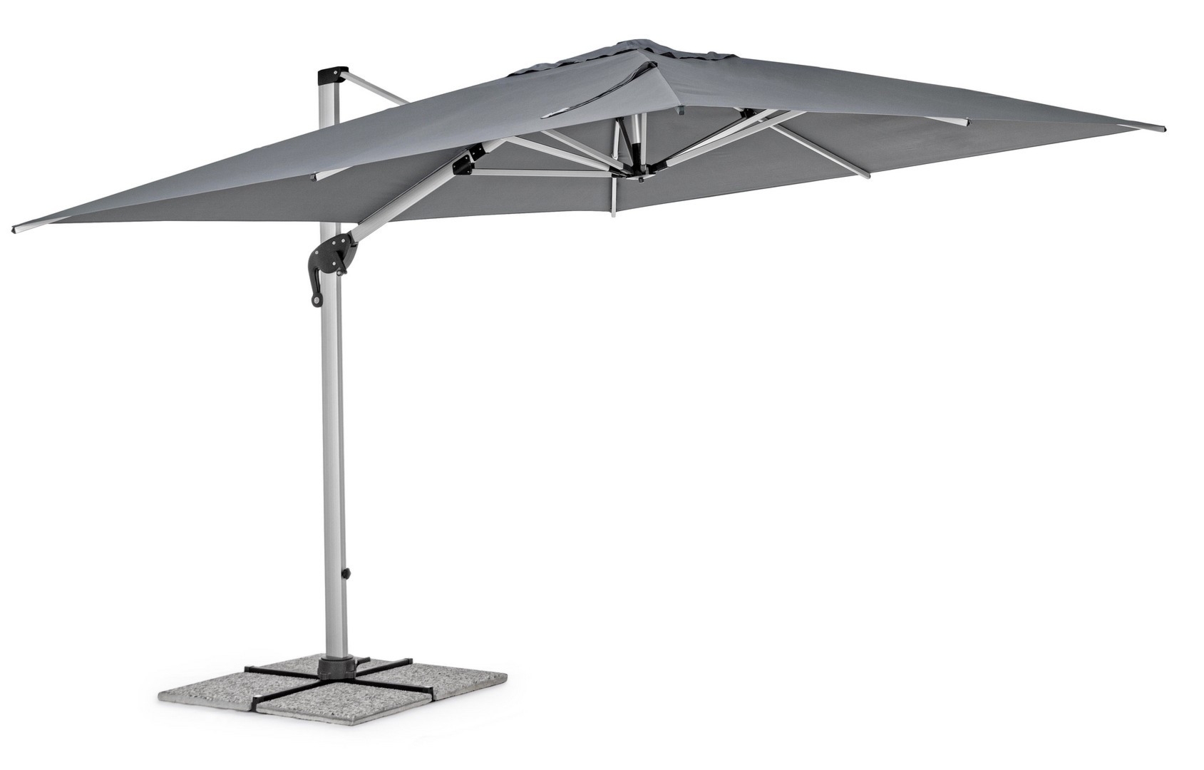 Kwadratowy parasol z nogą boczną INES ciemno-szary 400x300 aluminiowy Bizzotto
