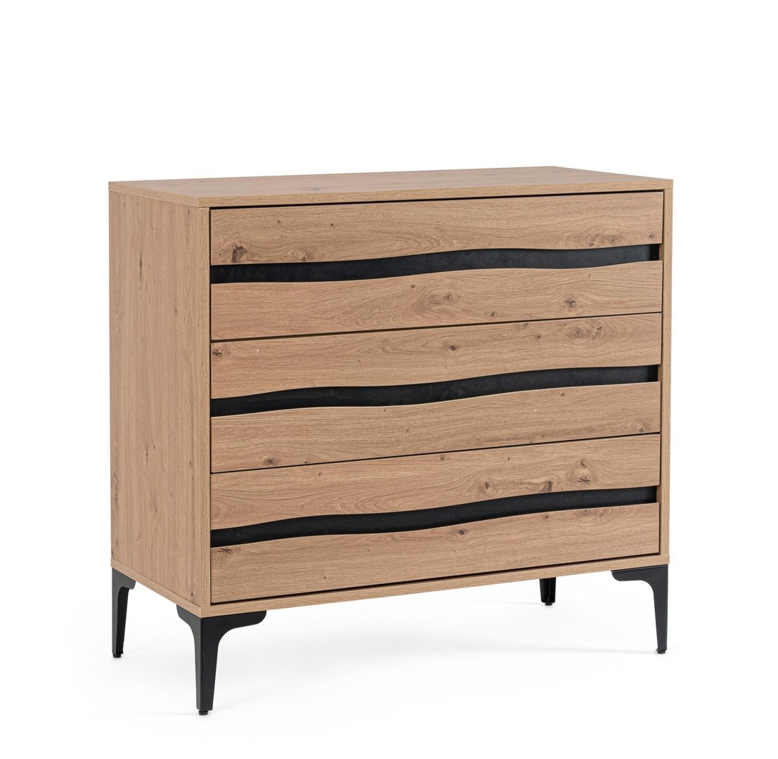 Komoda Melys naturalno-czarna 80x40x78cm PB MDF stal Bizzotto