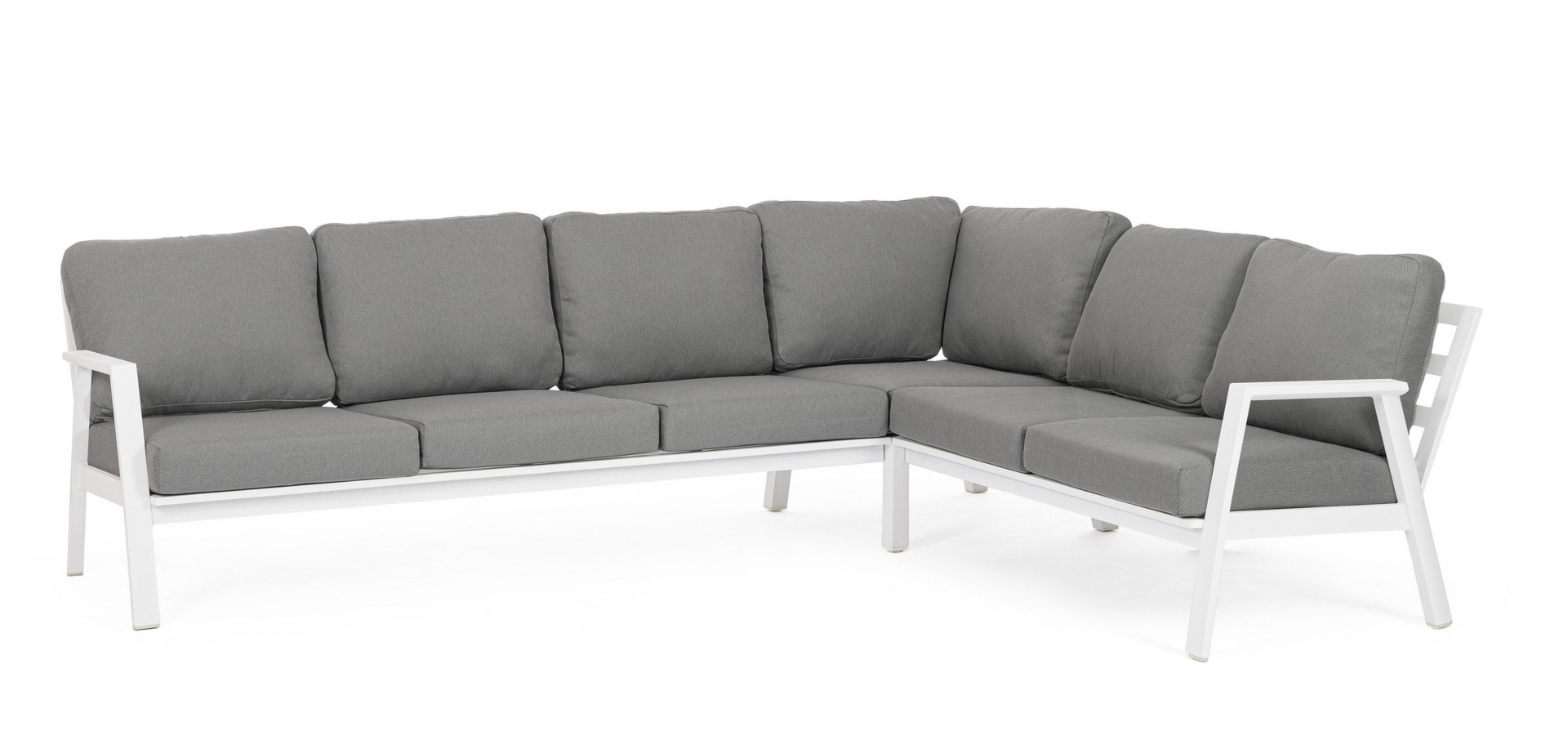 Narożnik ogrodowy FLAMINIO biały aluminowych z poduszką olefinową Bizzotto