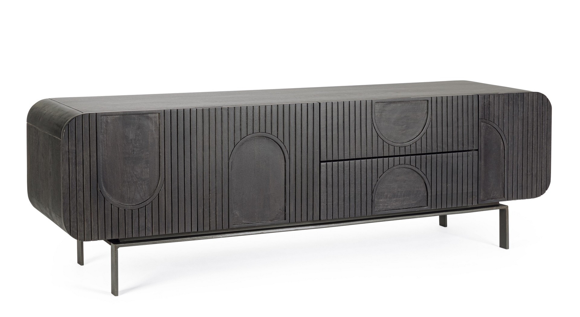 Szafka RTV Orissa czarny 172x44x55 cm mango wood MDF Bizzotto