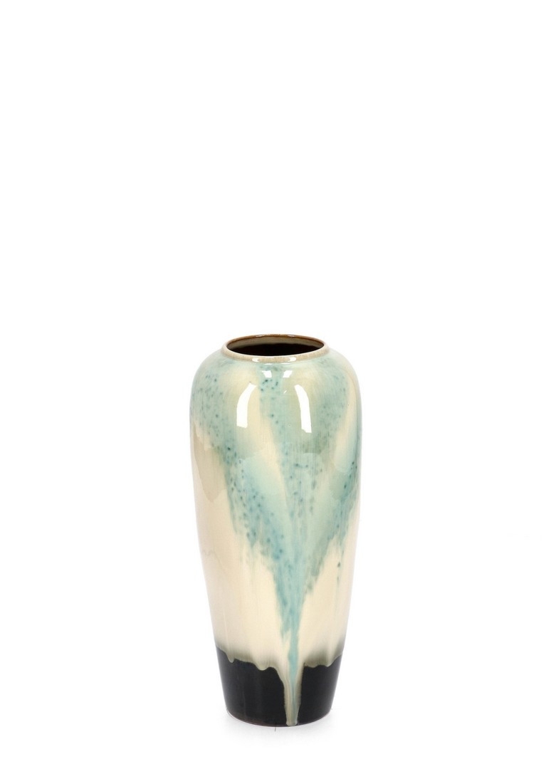 Wazon wykonany ręcznie COIRA beżowo-niebieski Ø16 z terakoty Bizzotto