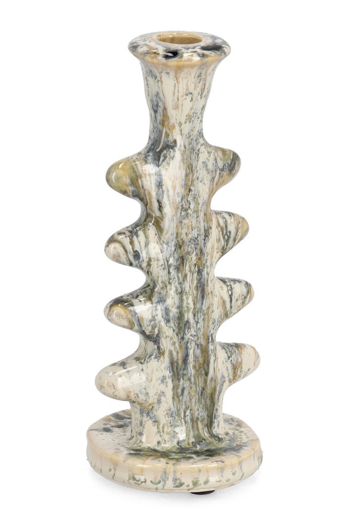 Świeca dekoracyjna ESMA zielona 10,5x9x24h z terakoty Bizzotto