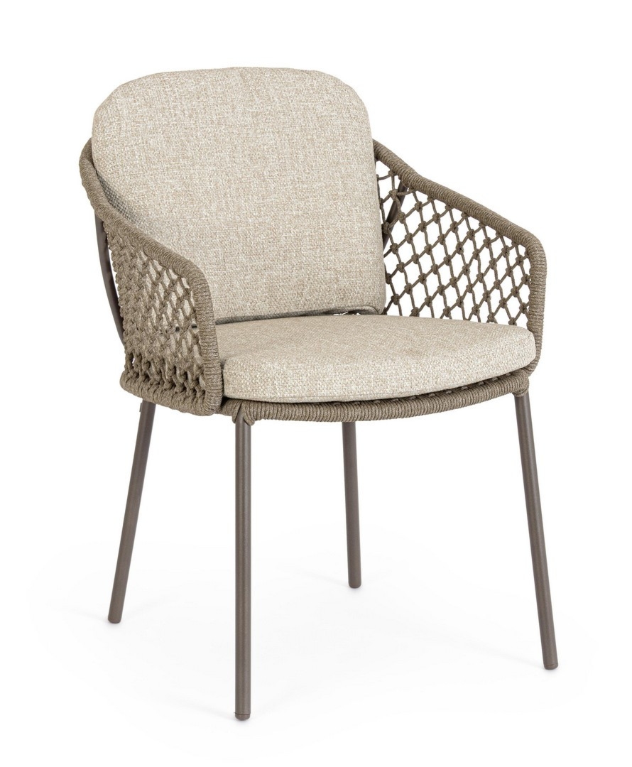 Krzesło ogrodowe CORBETA beżowe 59.5x65 stalowe Bizzotto
