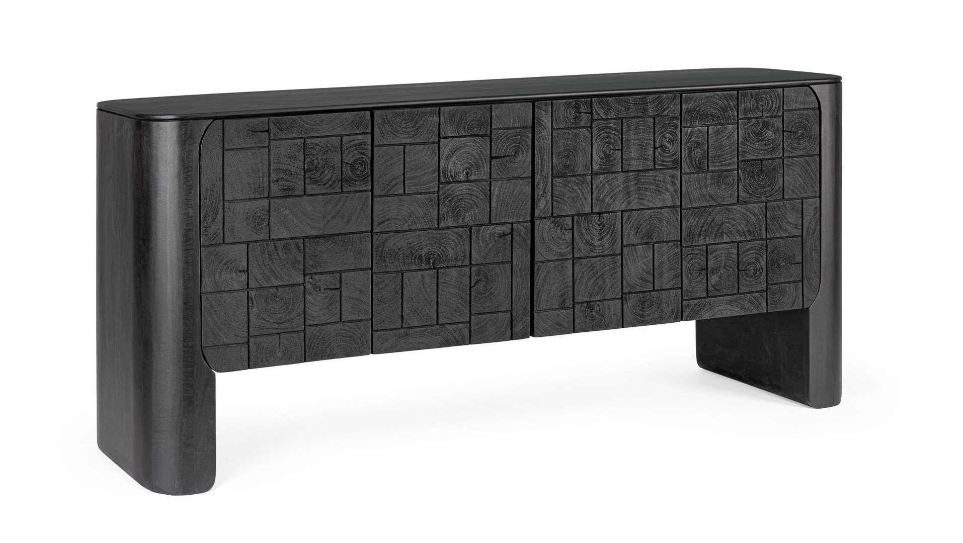 Kredens Sinnar czarny 185x45x80cm drewno mango i MDF Bizzotto