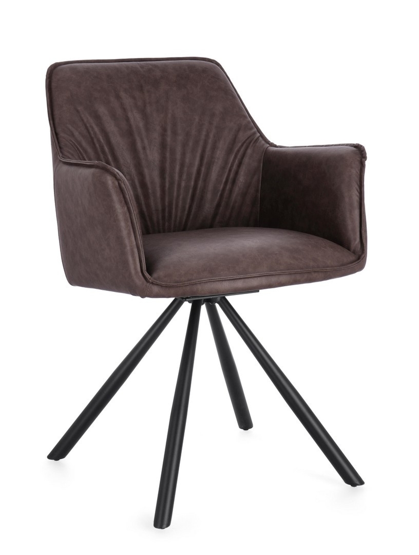 Krzesło Breval czarne 61x61x84cm ze stali z podłokietnikami Bizzotto