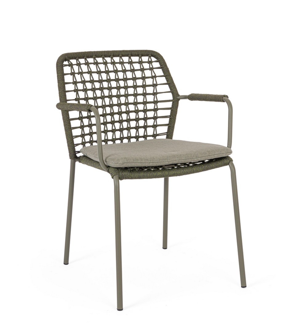 Krzesło ogrodowe CANAR zielone 58.5x61.5 stalowe z liną polipropylenową Bizzotto