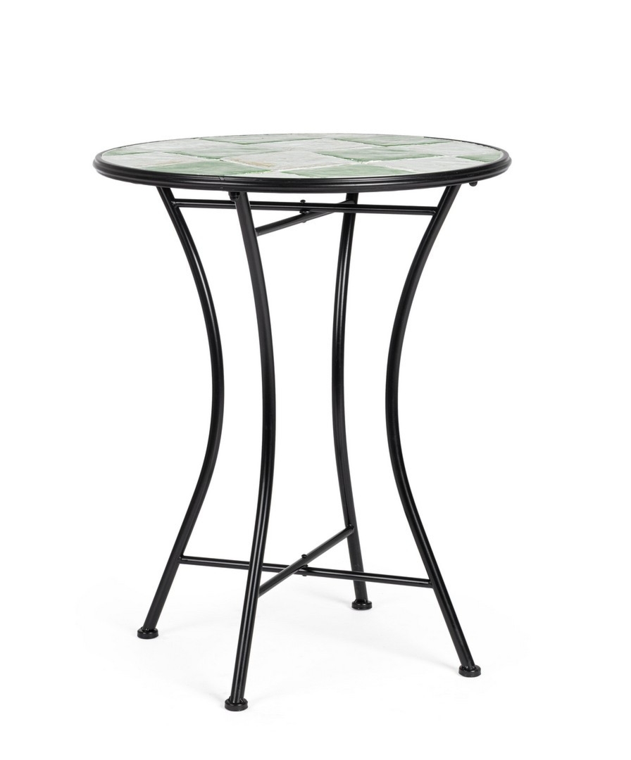 Stół ogrodowy LOIRE czarny Ø60 stalowy z blatem ceramicznym Bizzotto