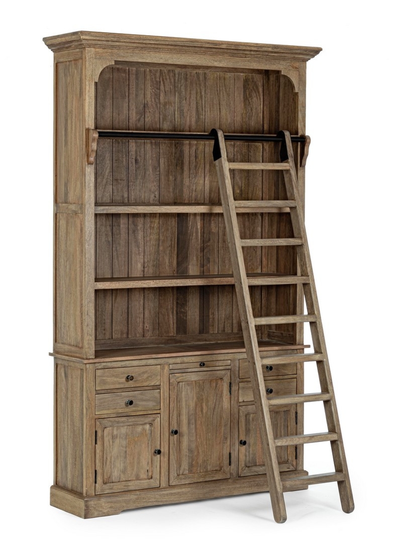 Regał Domitille brązowy 143,5x40,6x233,7cm drewno mango, MDF Bizzotto