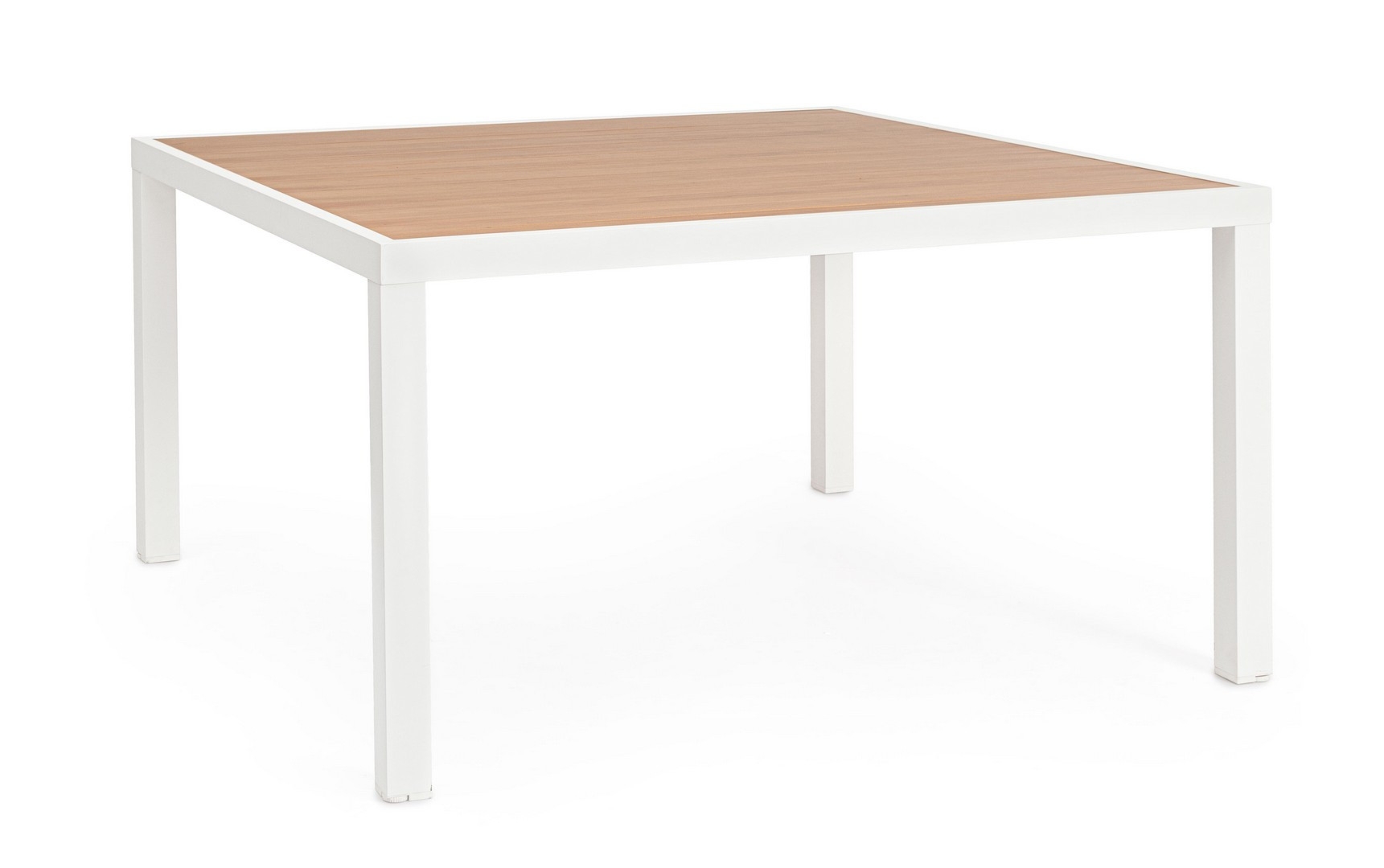 Stół ogrodowy HILIJA biały 136x136 aluminiowy z efektem drewna Bizzotto