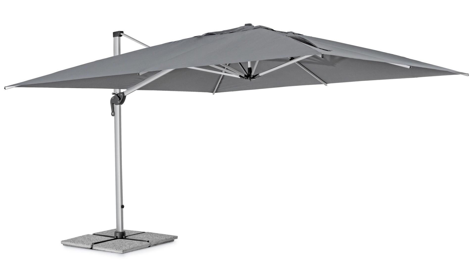 Duży parasol z nogą boczną INES ciemno-szary 400x400 aluminiowy Bizzotto