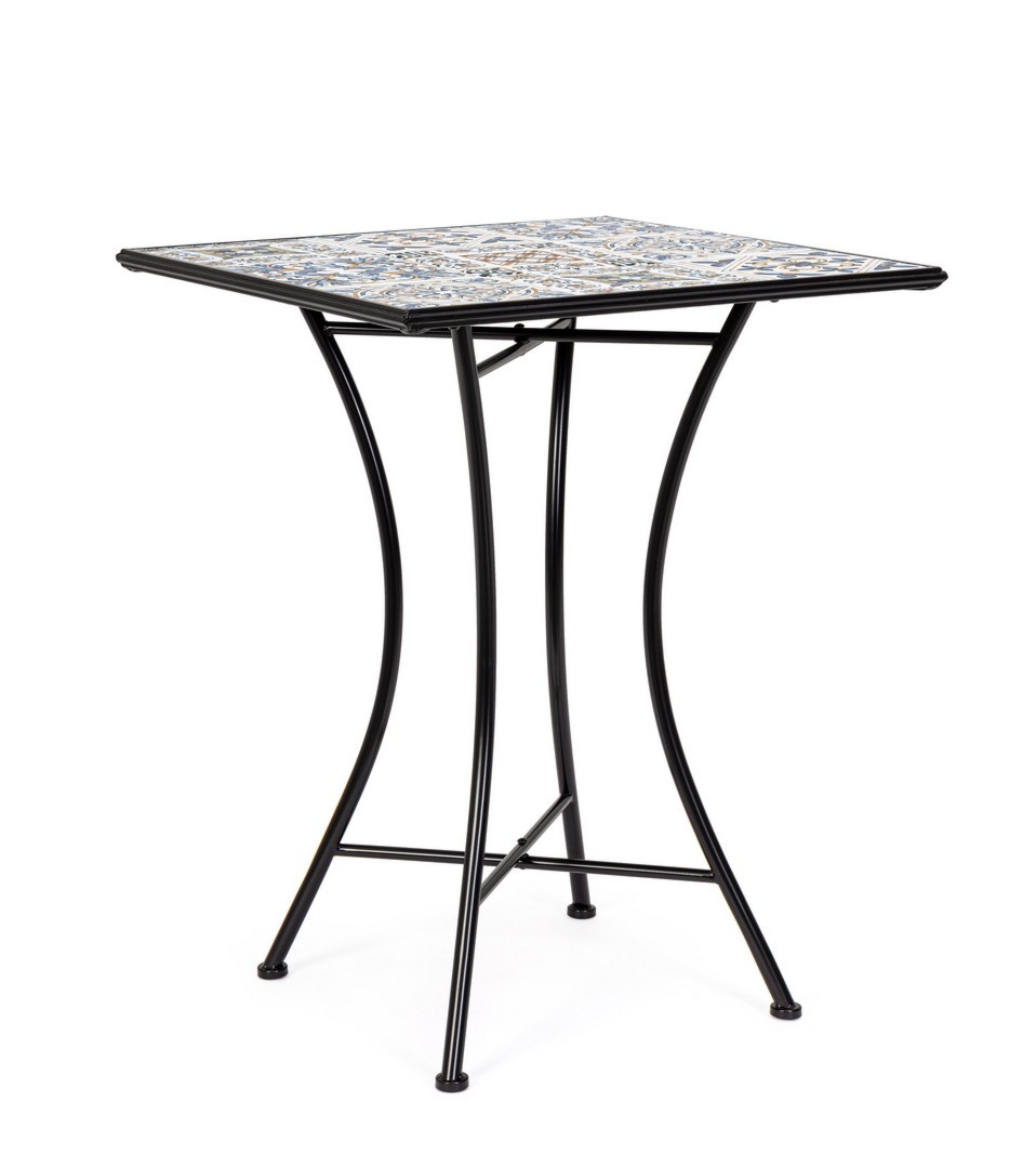 Stół ogrodowy MYKONOS czarny 60x60 stalowy z blatem ceramicznym Bizzotto