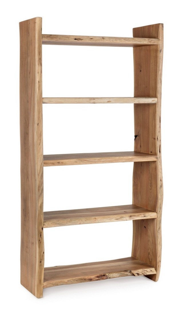 Regał Eneas brązowe 90x35x175cm drewno akacjowe PU Bizzotto