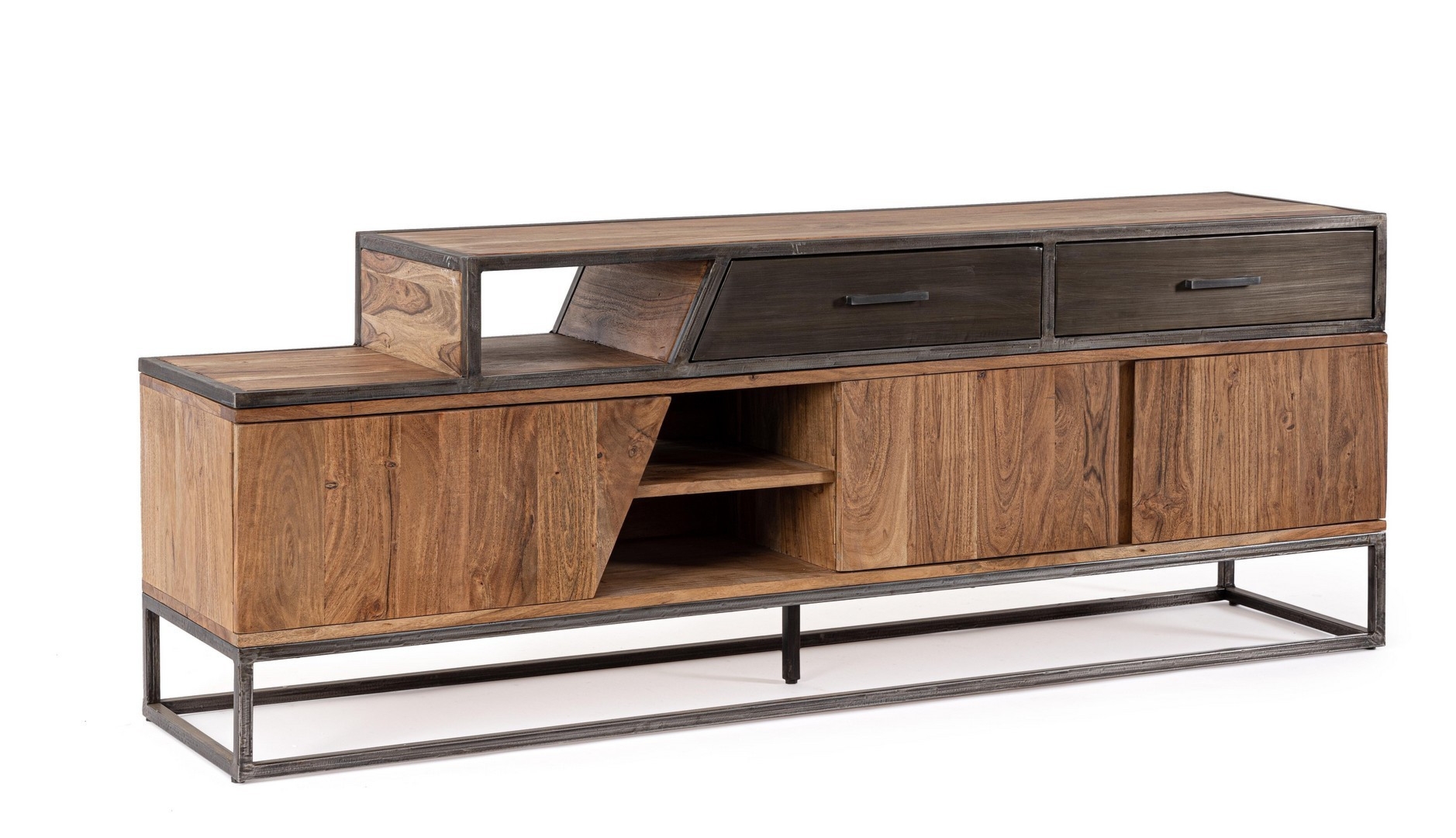 Szafka RTV Janak akacjowe 175x40x64cm drewno akacjowe i stal Bizzotto