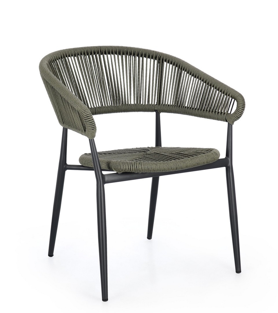 Krzesło ogrodowe ALGAIDA antracytowe / zielone 62x64 aluminiowe Bizzotto