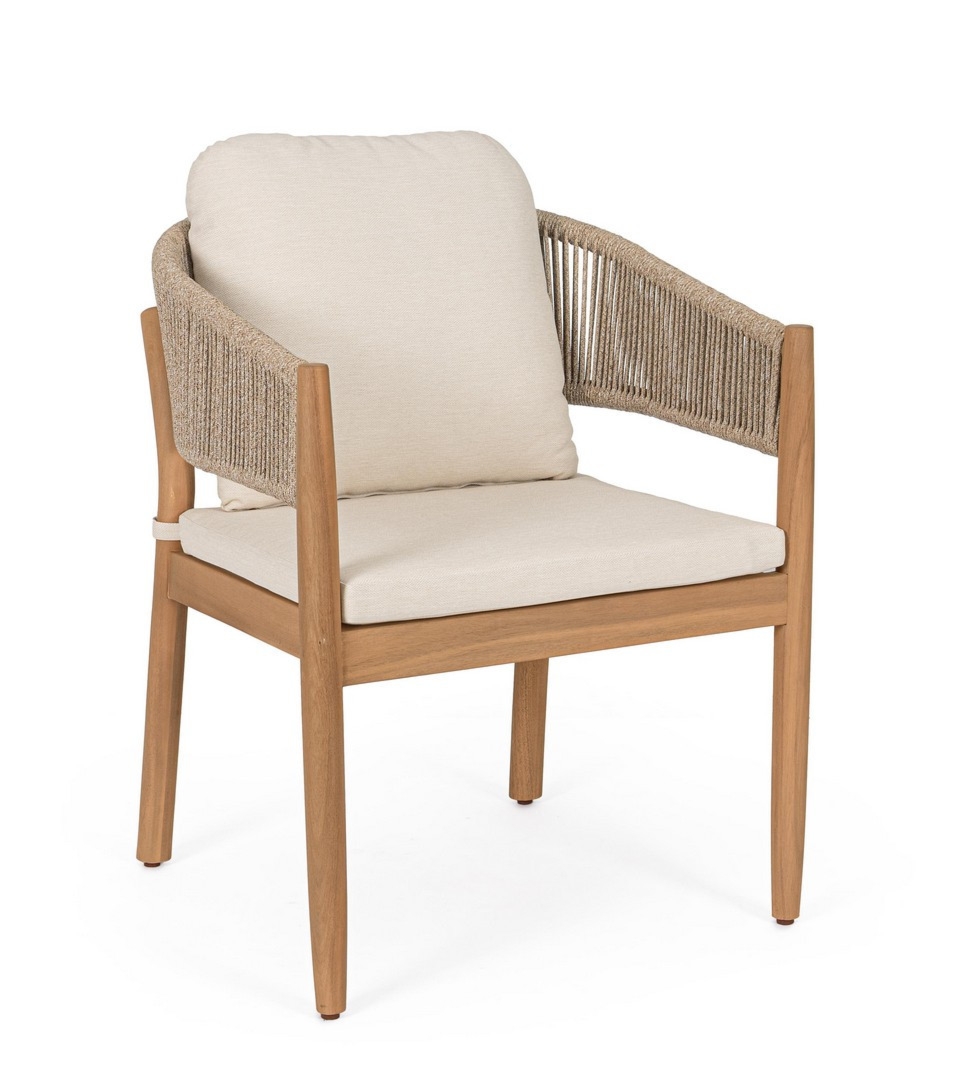 Krzesło ogrodowe THIAGO beżowe 63x59.5 z drewna akacjowego Bizzotto