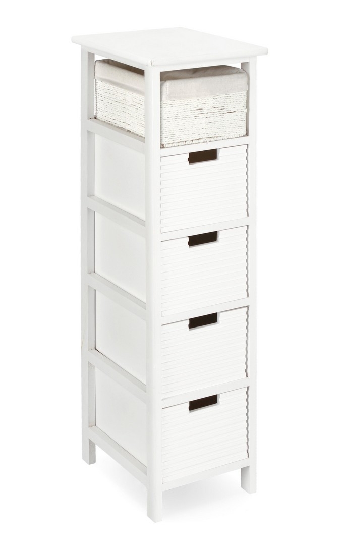 Komoda Leone biała 26x32x98 cm paulownia MDF Bizzotto