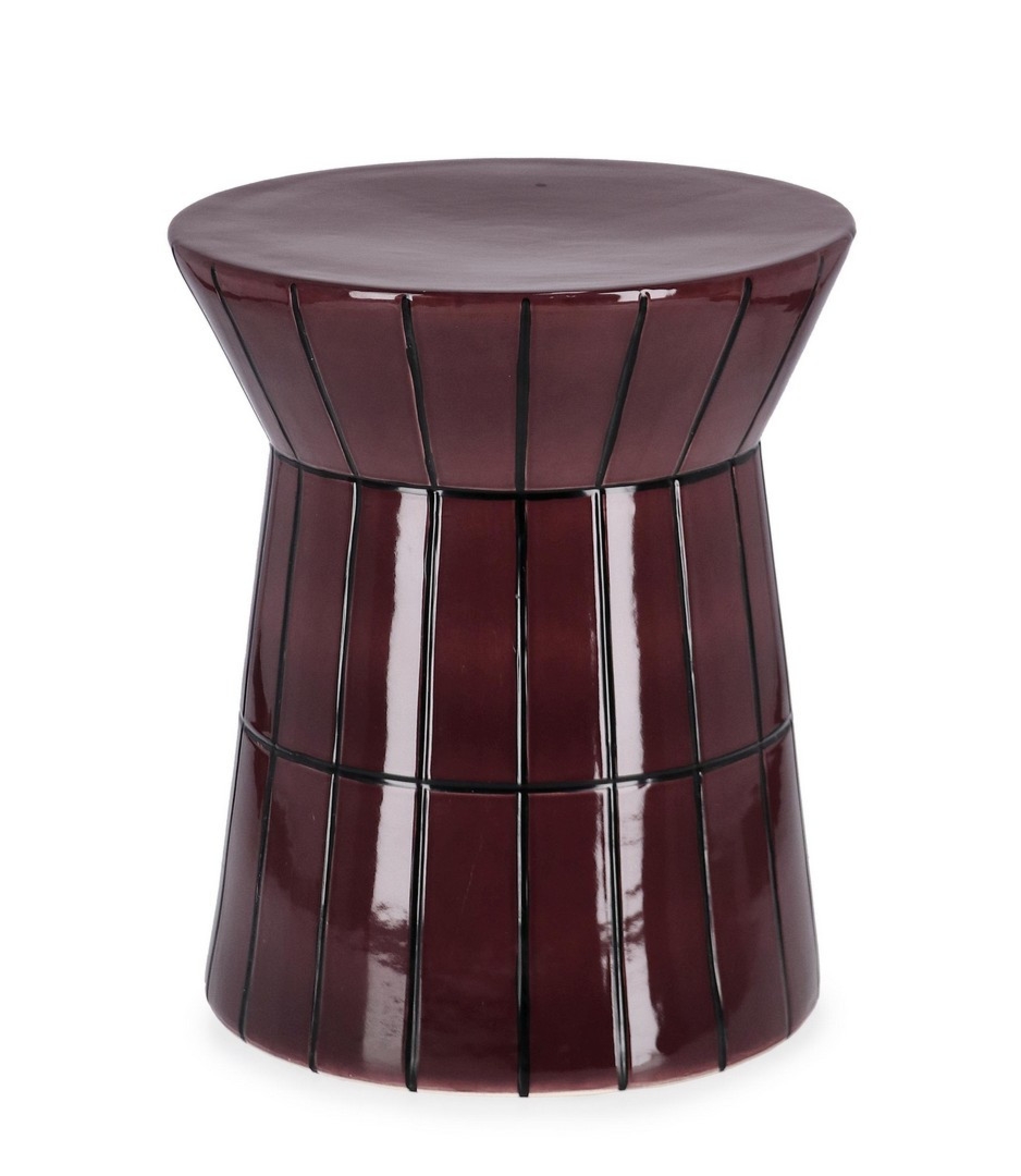 Stolik kawowy ABBES bordowy Ø38 z terakoty Bizzotto