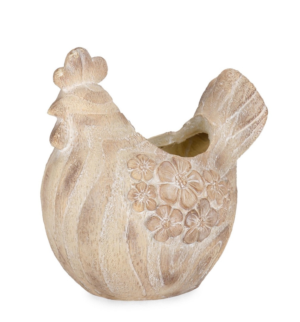 Donica w kształcie kury BLOSSY 31x23x33h z magnezu Bizzotto