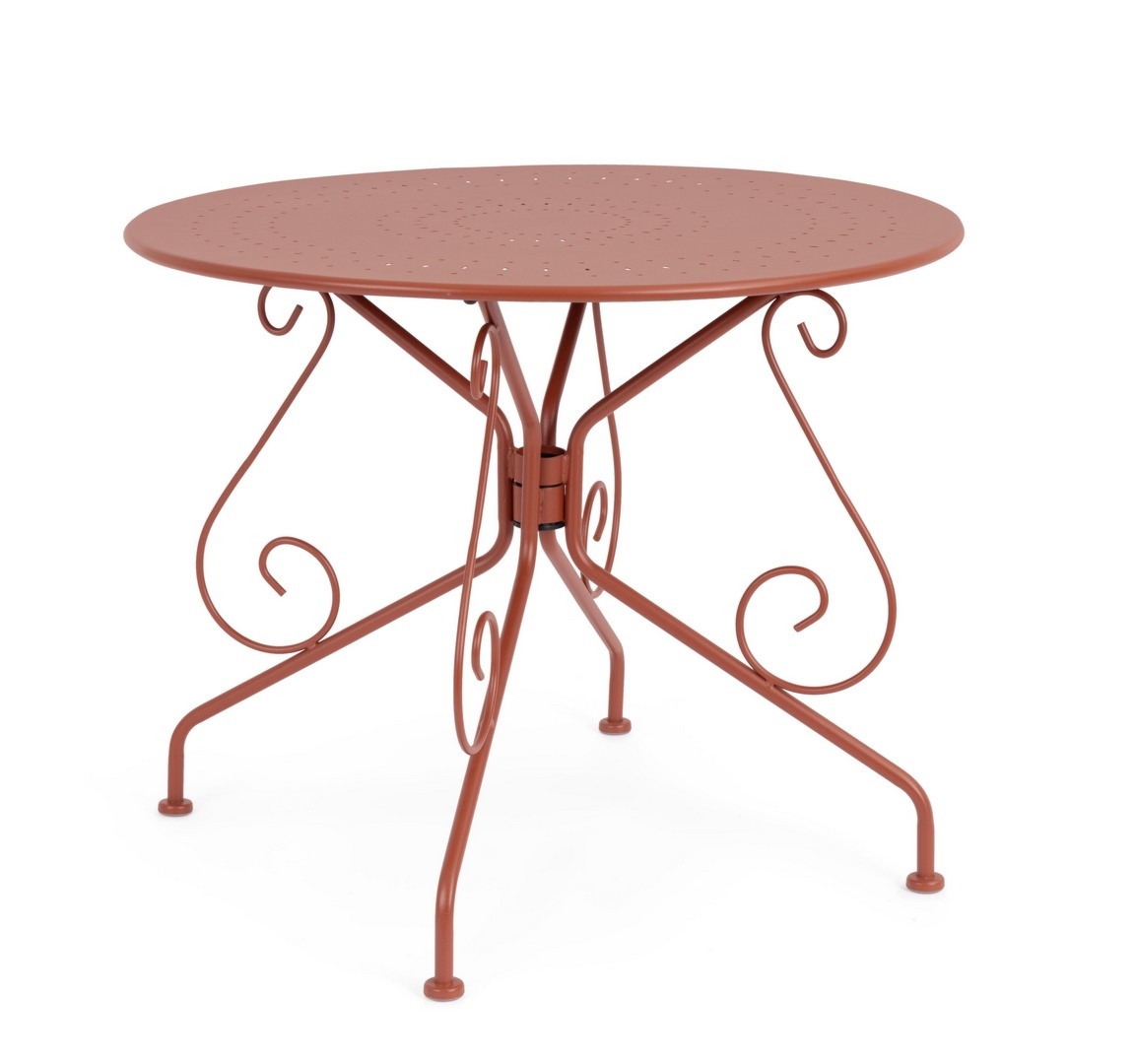 Okrągły stolik na balkon ETIENNE czerwony Ø90 stalowy Bizzotto