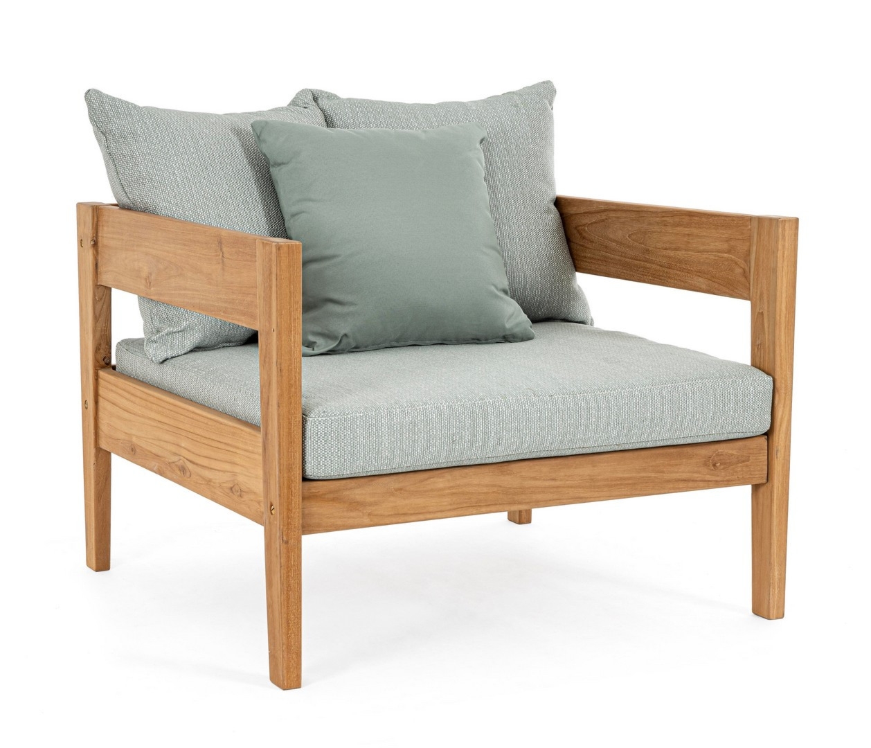 Fotel ogrodowy KOBO niebiesko zielony 90x90 drewno teak Bizzotto