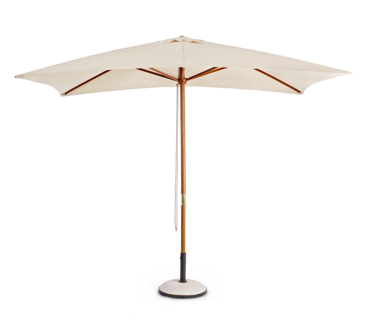 Parasol z nogą centralną SYROS naturalny 300x200 z drewna Bizzotto