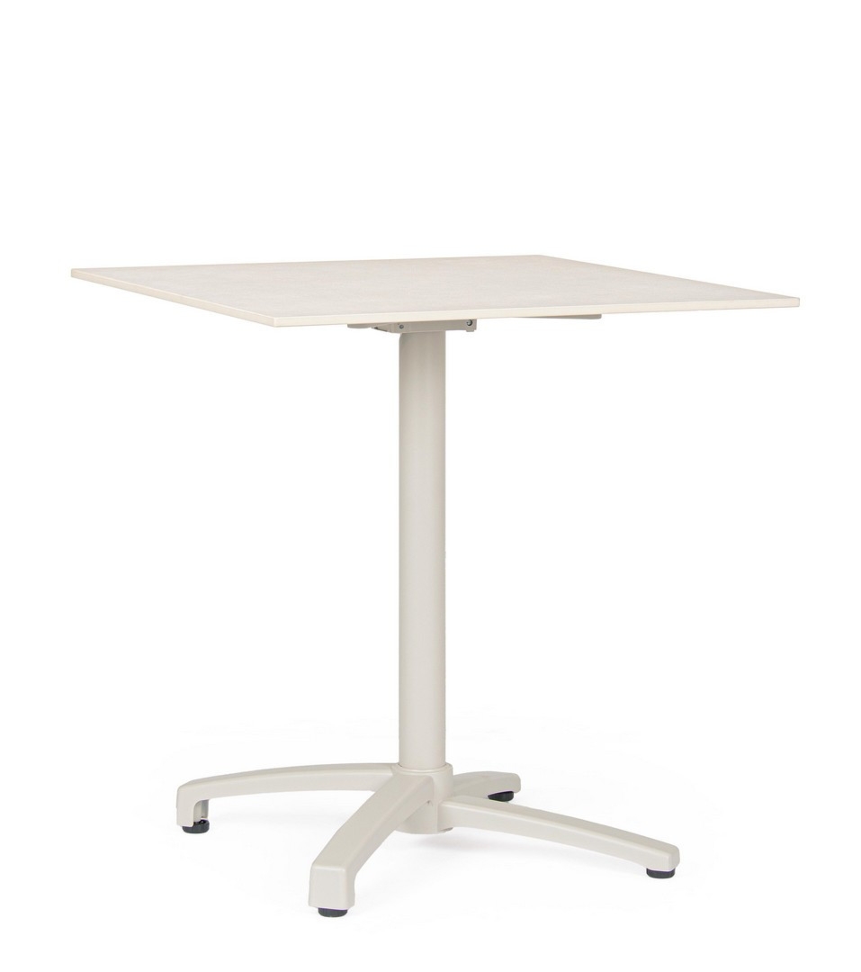 Stolik restauracyjny CLARET kremowy 70x70 alumniowy z blatem z HPL Bizzotto