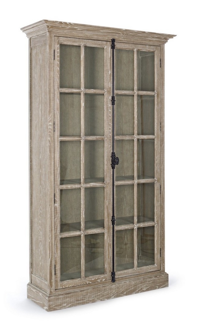 Witryna Columbia dębowa 120x42x210cm drewno jesionowe i szkło Bizzotto