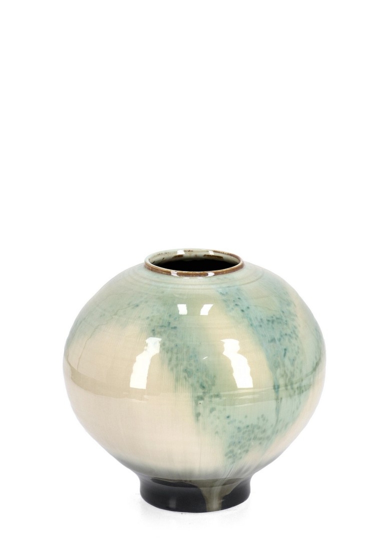 Wazon wykonany ręcznie COIRA beżowo-niebieski Ø30 z terakoty Bizzotto