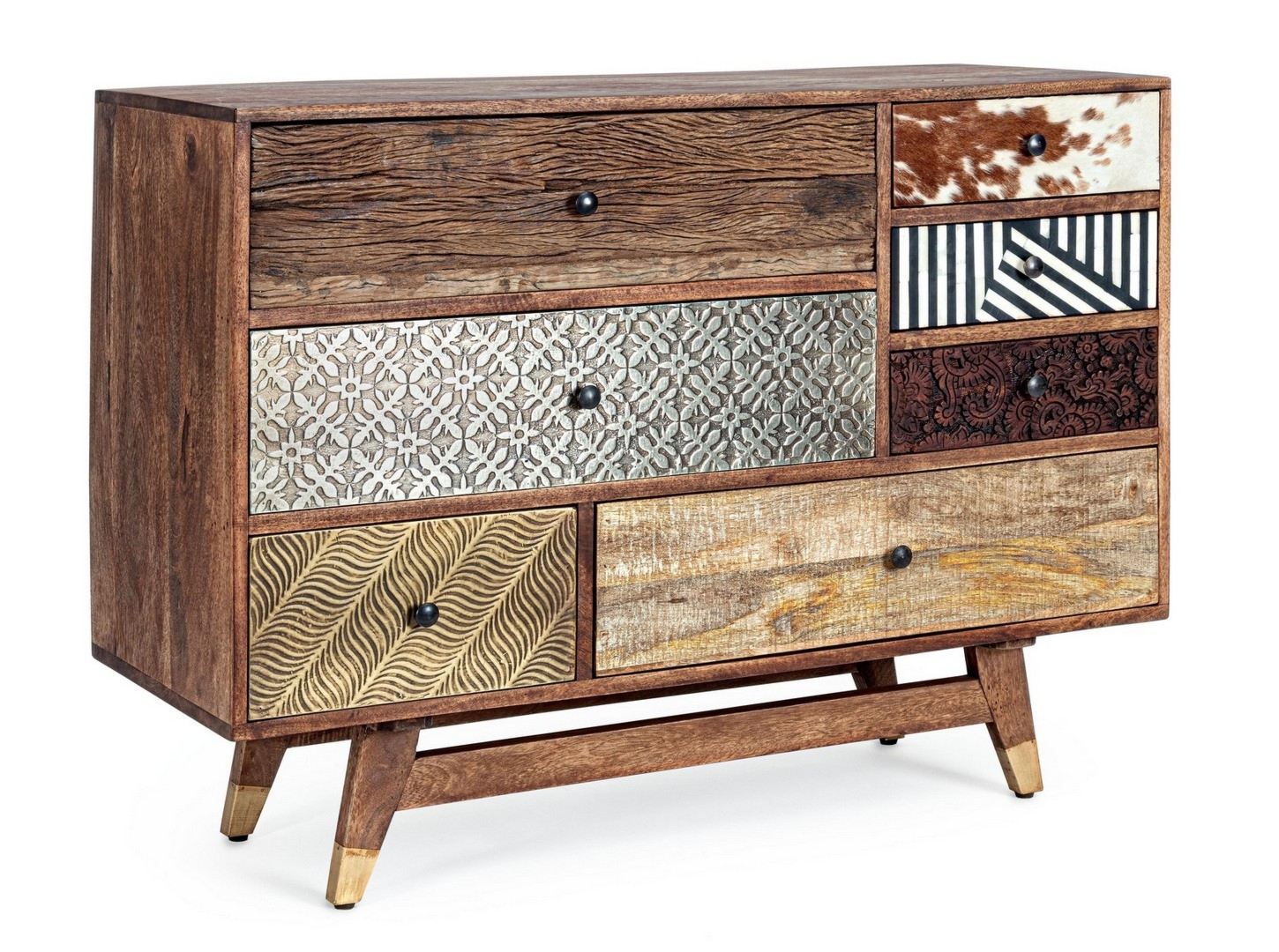 Komoda Dhaval brązowa 110x40x80cm drewno mango i akacja, MDF Bizzotto