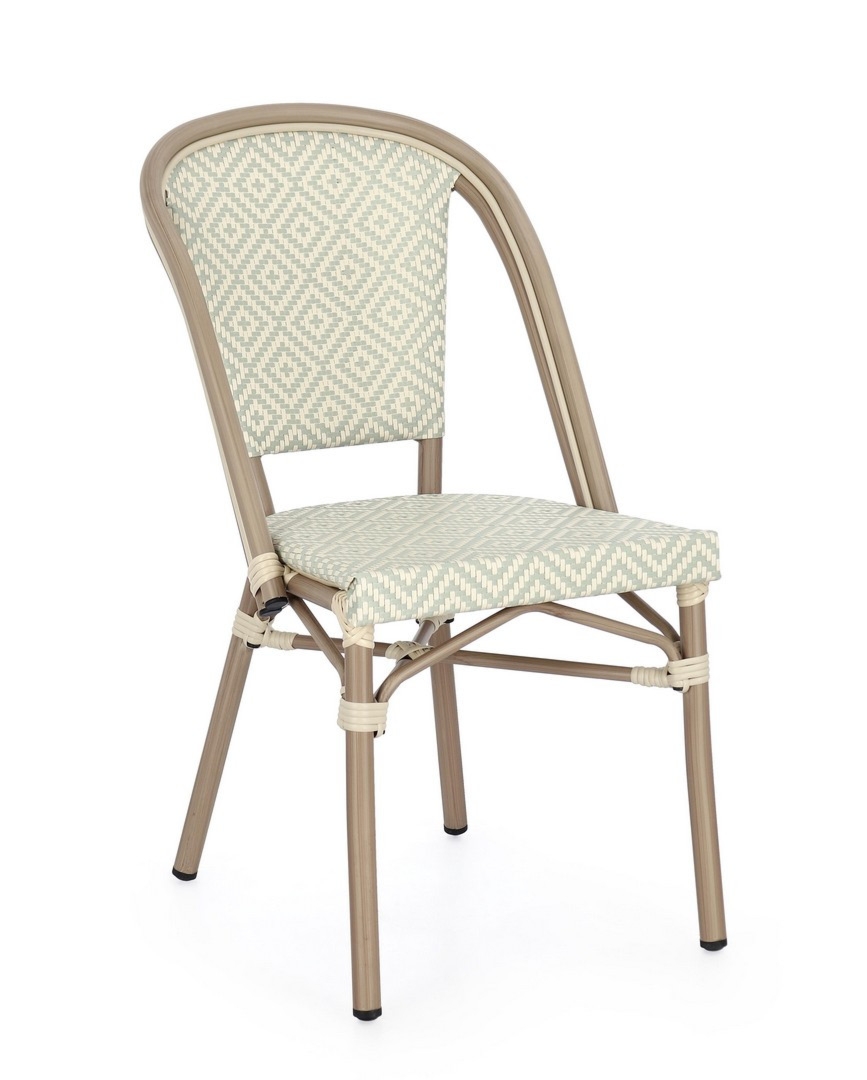 Krzesło ogrodowe SILVEIRA kremowe 45x59 aluminiowe z efektem drewna Bizzotto