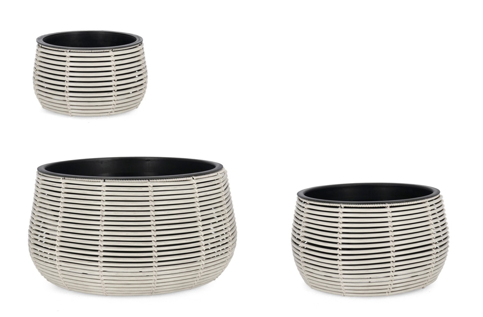Zestaw wazonów XIAN szary Ø27,Ø36,Ø48 z polietylenu Bizzotto