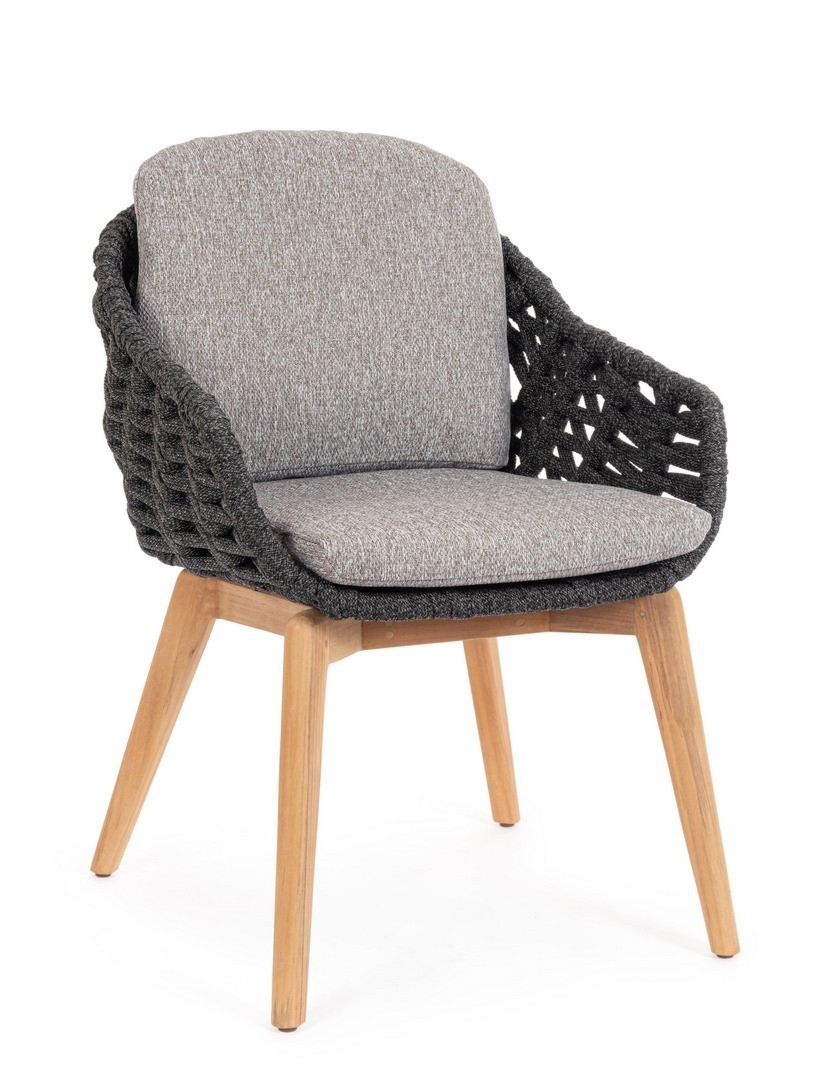Krzesło ogrodowe TAMIRES antracyt 61.5x70 olefin drewno teak Bizzotto