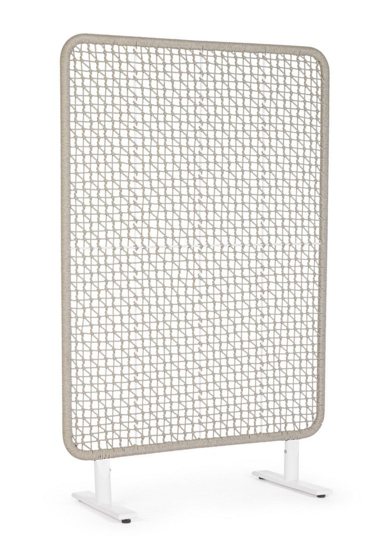 Parawan ogrodowy BABILO biały / szary 120x50 aluminium lina olefinowa Bizzotto