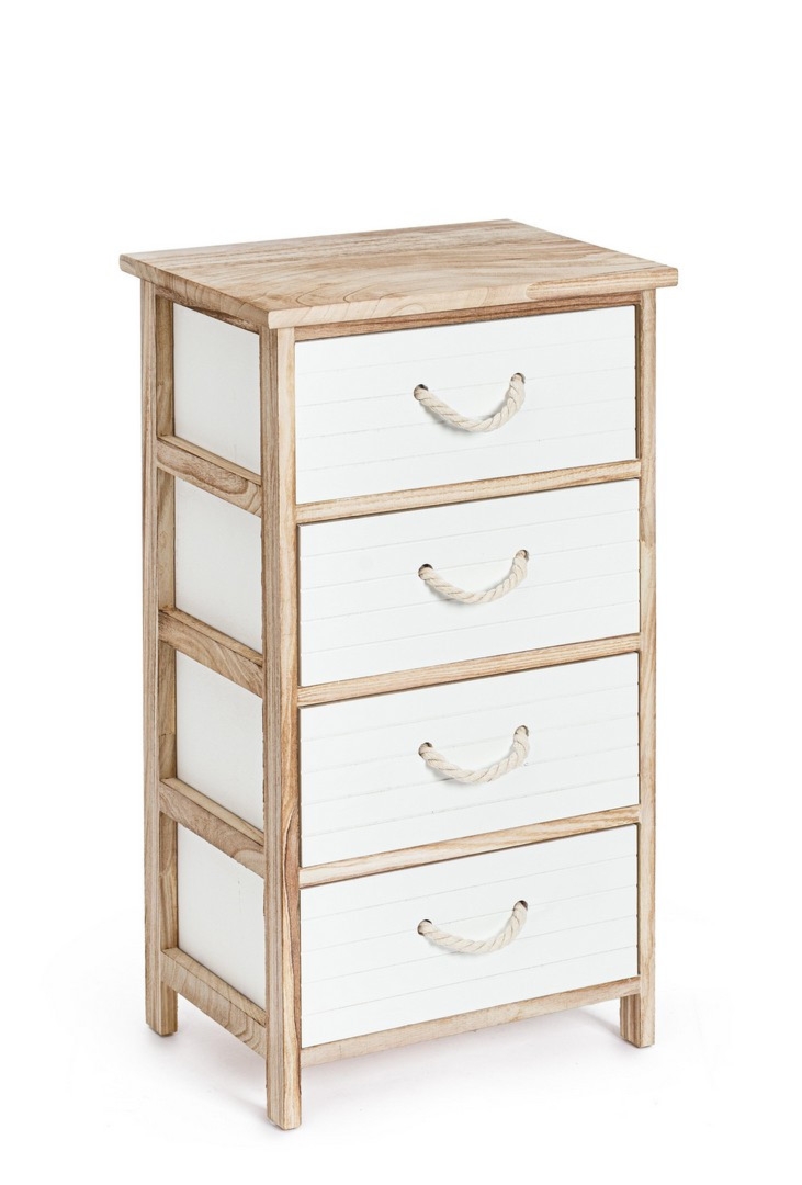 Komoda Yvette biała 40x29x73cm paulownia i MDF Bizzotto