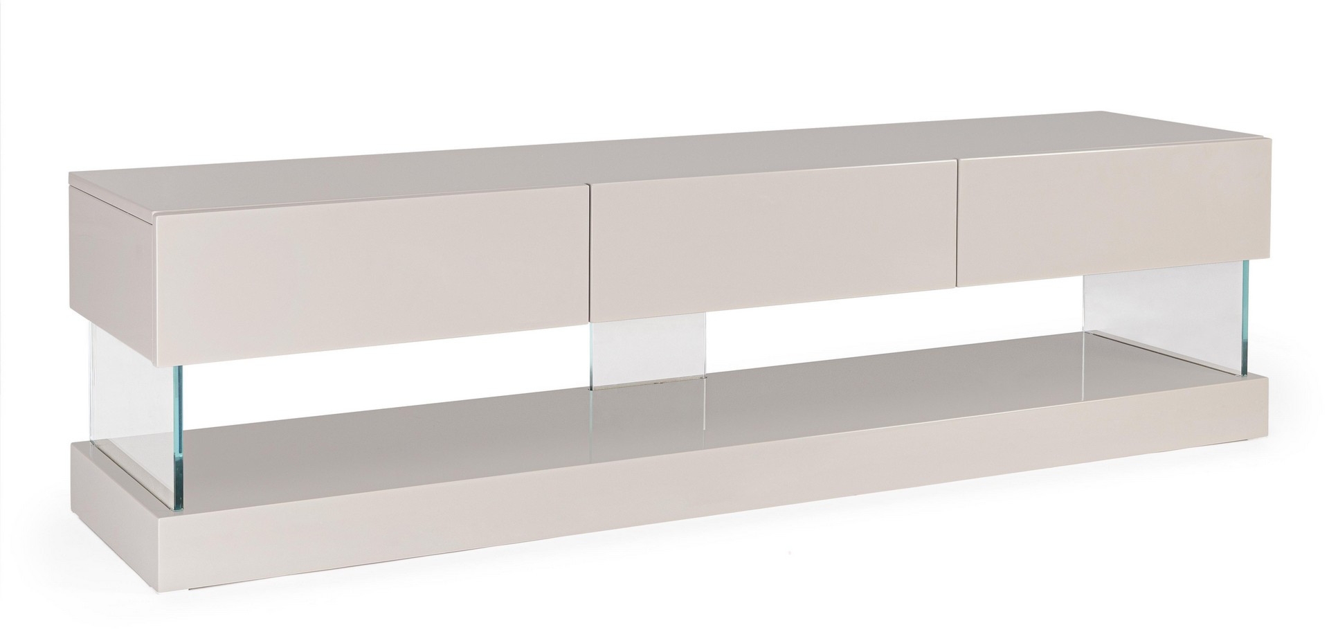 Szafka RTV Benedict biała 180x45x50cm MDF lakier PU szkło Bizzotto