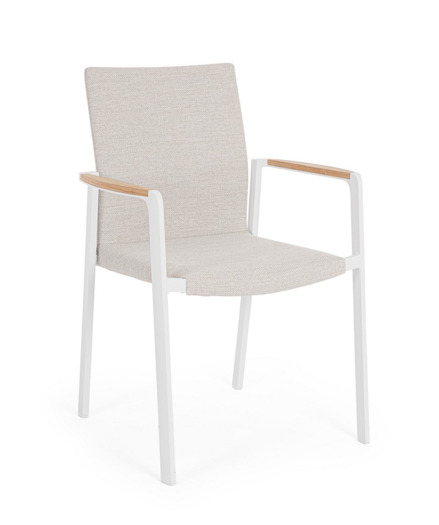 Krzesło ogrodowe JALISCO białe 59x60.5 olefin drewno teak Bizzotto