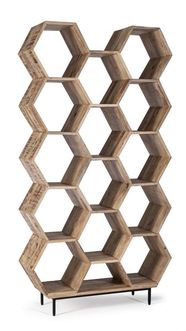 Regał Wahida brązowy 100x30x186cm mango wood PU stal Bizzotto