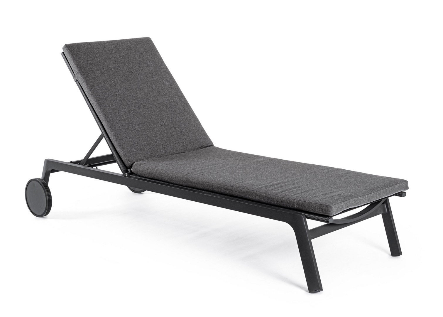 Leżak ogrodowy na kółkach JALISCO antracytowy 70x204 aluminowy z poduszką olefinową Bizzotto