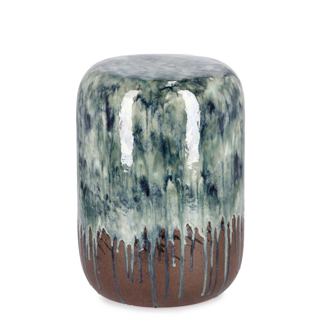 Stolik kawowy DELFA niebieski Ø34 z terakoty Bizzotto