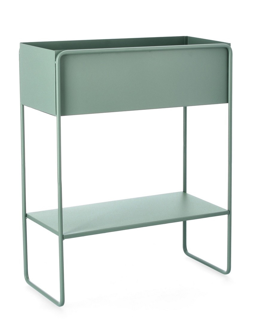 Stojak na donice MADELYN szałwiowy 50x22x63,5h stalowy Bizzotto