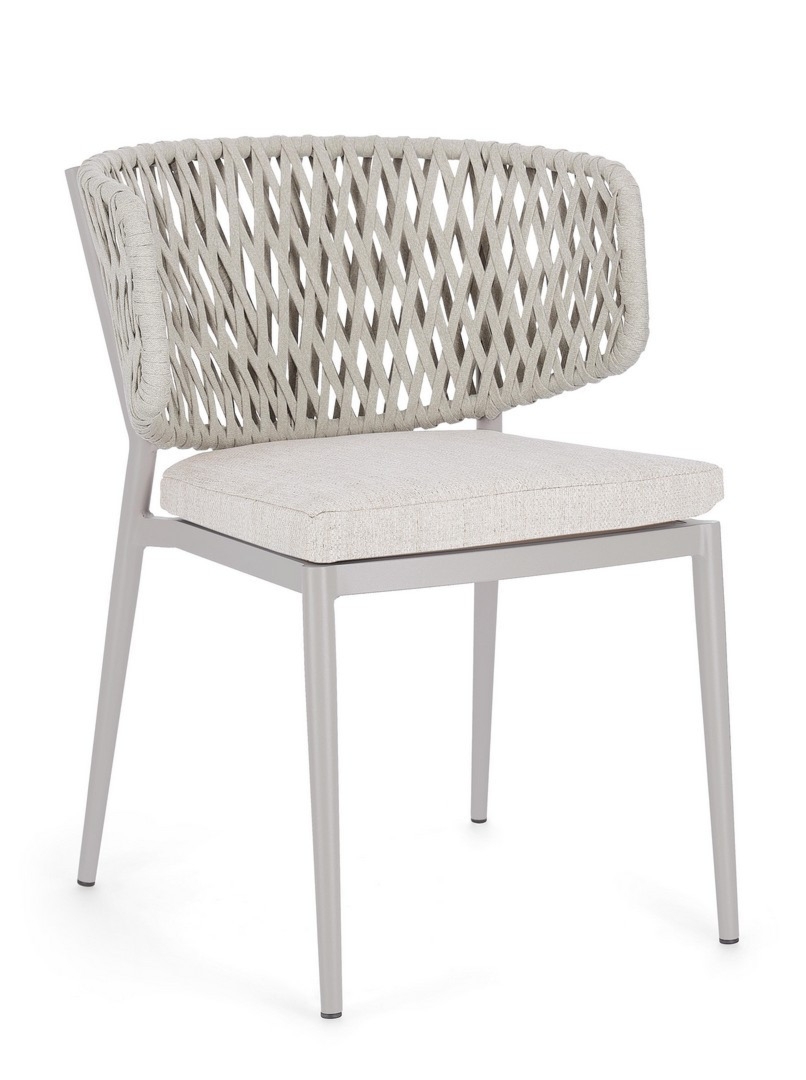 Krzesło ogrodowe NOELIA beżowe 60x64 aluminiowe z liną tetoronową Bizzotto