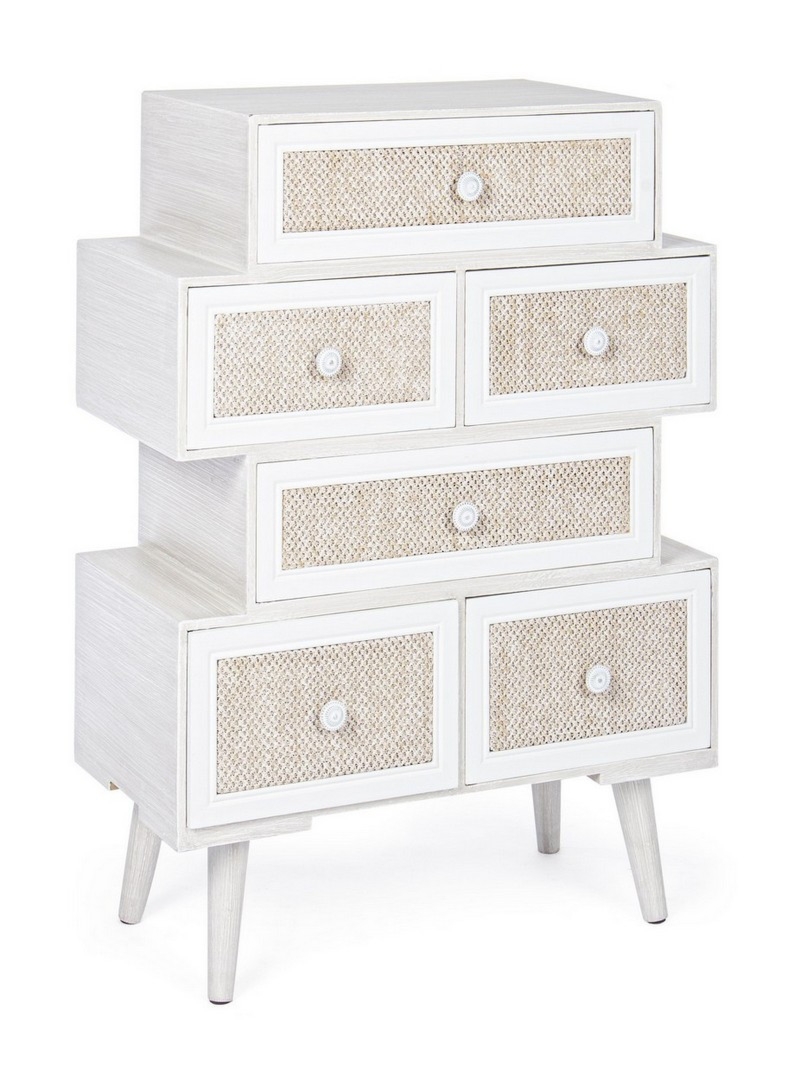 Komoda Montiel biała 60x30x83 cm z tkaniną MDF Bizzotto