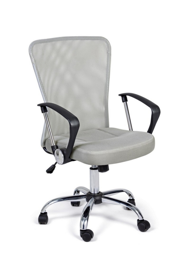 Fotel biurowy Brisbane jasnoszary 57x57x96-106cm PET, chromowana stal Bizzotto