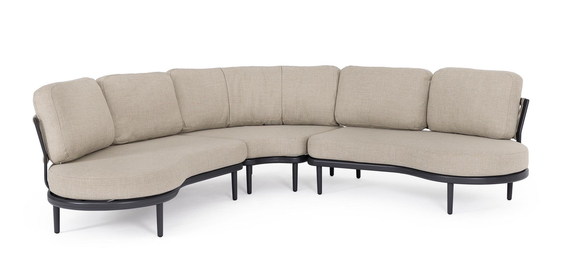 Narożnik ogrodowy HELIOS antracyt-beż aluminowych z poduszką olefinową Bizzotto