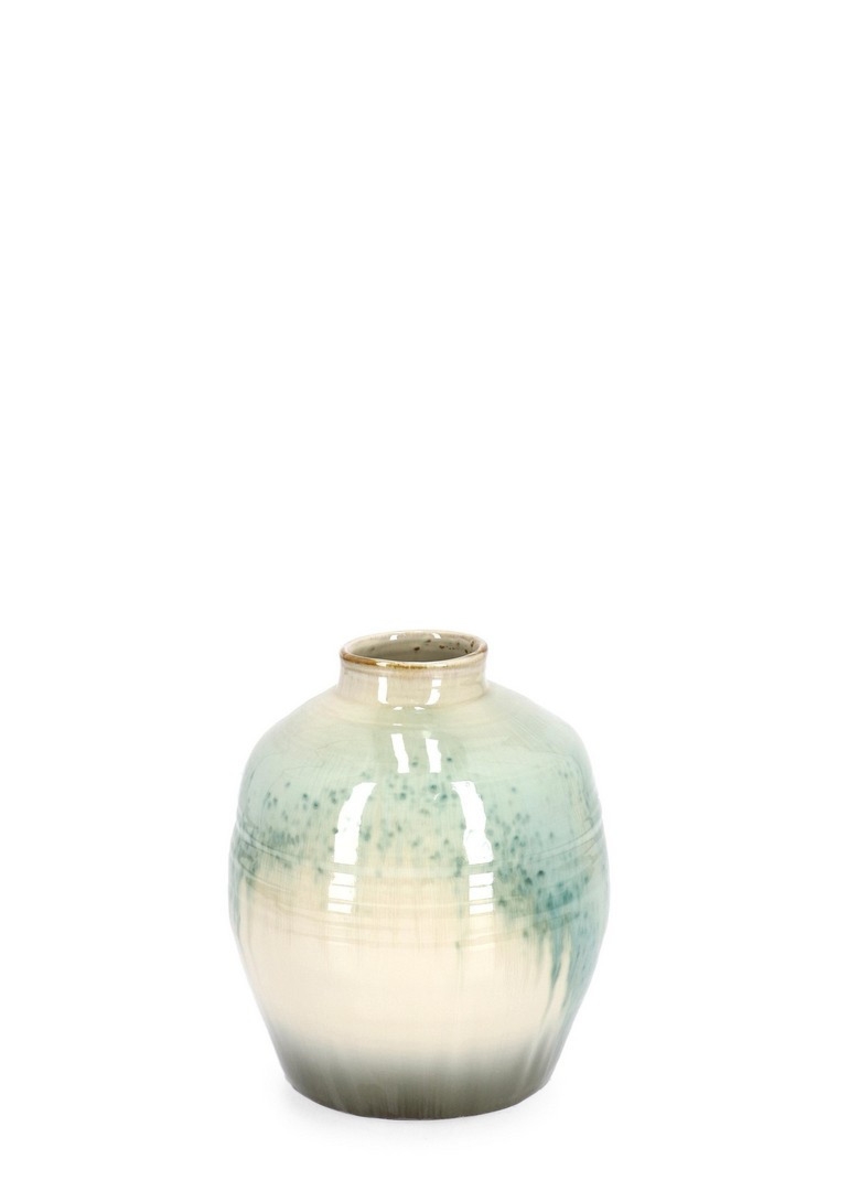 Wazon wykonany ręcznie COIRA beżowo-niebieski Ø23 z terakoty Bizzotto